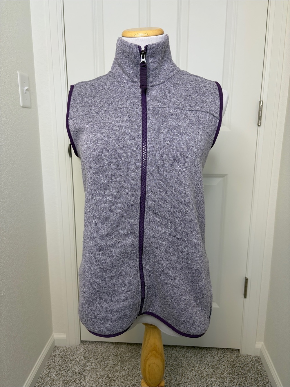 Eddie Bauer Heathered Lavender Zip-Front Fleece Vest